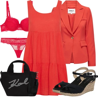 Dlouhé Outfit s Oranžová/Červená/Tmavě červená Blejzrové Bund/Blůzové Sako/Boyfriend Sako/Neformální Sako/Kožená bunda pro muže/Bavlněný Sako/Elegantní Sako/Oversize Sako/Krátké Sako/Kožená Pánská Bund/Kožená bunda Only "Letní vzhled pro módní ženy"