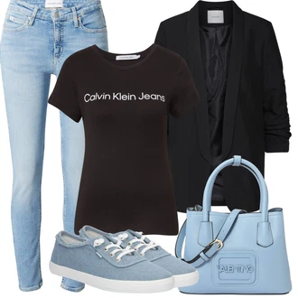 Outfit sa Plava/Svjetloplava Platnena Tenisica/platnena cipela/Cipela Na Vezanje/Niska Tenisica/Tanka Tenisica/Ljetna Tenisica Tom Tailor "Outfit za odmor"