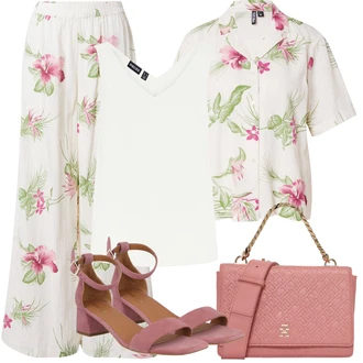 Djeveruša Outfit sa Pink/Ljubičasta Hlače Palazzo Hlača/Hlača za Plažu/Balon Hlača/Hlača s Uzorkom/Tradicionalna Hlača/Široka Hlača Pieces "Outfit za odmor"