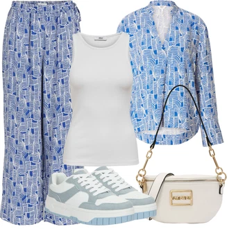 Outfit sa Ljubičaste boje/Plava/Siva Palazzo Hlača/Široka Hlača/Tradicionalna Hlača/Hlače od muslina/Marlene Hlača/Hlača s Uzorkom/Culotte Hlačice/Hlača za Plažu/Pidžama Hlača Object "Ljetna odjeća"