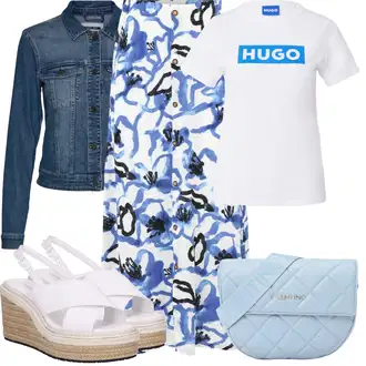 A-kroj Outfit sa Plava/Bijela/Svjetloplava Kratke hlače velike veličine/Haljina Veći Broj/Tunika/Kupaći Kostim Za Veću Veličinu ONLY (tall) "Outfit za odmor"Look: Rap, Prekrasan, A-kroj, Skater, Sveučilišna