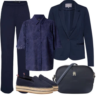 Outfity pro léto s Tmavě modrá Pohodlná Kalhoty/Sportovní kalhoty/Tréninková Kalhoty/Žerzejová Kalhoty/Navlékací Kalhoty/Dlouhá Kalhoty/Rovná Kalhoty VERO MODA "Letní vzhled pro módní ženy"