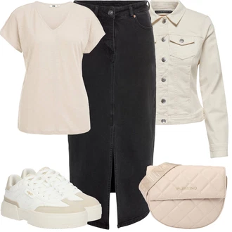 Outfit s Hnědá/Béžová/Oranžová/Bílá/Khaki Jarní bunda/Manšestrová Bunda/Košilová bunda/Džínové Bund/Krátký Bund/Krátké Džínové Bundičky/Vintage Bund/Letní Bund Only "Letní vzhled pro módní ženy"