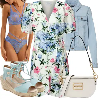 Majka mladenke Outfit sa Crvena/Plava/Bijela/Pink Bluza Haljina/Haljina matični ured svat/Omotna Haljina/Ljetna Haljina/Haljina za vjenčanje/Haljina S Printom Rich & Royal "Outfit za odmor"