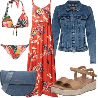 Outfit s Růžová/Oranžová Bikin/Zavinovací bikini/Push-up bikini/Kožené bundy pro muže/Vintage Bikiny/Trojúhelníkové Bikiny/Bikinové plavky s vycpávkami/Bikiny s průstřihem Shiwi "Letní vzhled pro módní ženy"