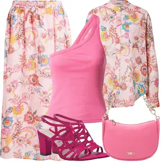 sviatočné Outfit sa Pink Haljina od Šifona/Haljina za Plažu/Haljina S Printom/Duga Ljetna Haljina/Cvjetna Haljina/Haljina do Potkoljenice/Maksi Haljina MOLLY BRACKEN "Outfit za odmor"Look: Rap, A-kroj, Traditional, Sveučilišna, sviatočné, Boho, Romantičan, Mom, Hippie, Transparentan, Prekrasan