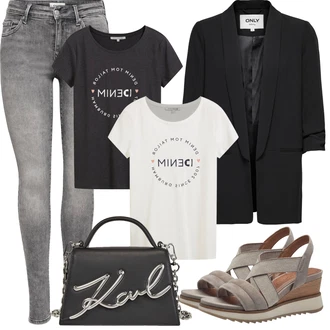 Outfit s Hnědá/Béžová/Šedá Sandál na klínku/Pohodlný Sandál/Přezková bota/Pohodlná Bota/Římská sandála/Sandál se suchým zipem/Letní Bota Tamaris "Letní vzhled pro módní ženy"