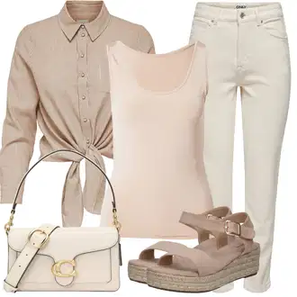 Outfit sa Smeđa/Bež/Kaki Termo Traperice/Traperice s Prorezom/Sužene Traperice/Ženske Traperice 7/8 Dužine/Skraćene Traperice/Kožna Jakna/Mom Jean/Capri Traperice/Čizma do Gležnja/High Waist Traperice/Kožne Cipele/Traperice Standardnog Kroja/Traperice Slim Kroja Only "Outfit za odmor"