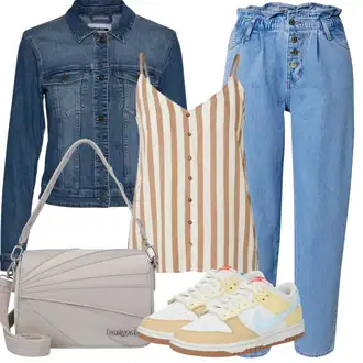 Outfit sa Bijela/Žuta/Bež/Krem/Šareno Tanka Tenisica/Niska Tenisica/Vintage Tenisica/Ljetna Tenisica Nike Sportswear "Outfit za odmor"