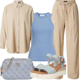 Outfit s Světle modrá Letní Bota/Espadrille sandál/Sandál na klínku/Platform Sandal/Korkový sandál na klínku/Bota Na Klínku TOMS "Letní vzhled pro módní ženy"