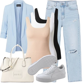 Kombinacije za ljeto sa Svjetloplava Boyfriend Jeans/Mom Jean/Kožne jakne/Traperice s Prorezom/Traperice s Rupom/Girlfriend Traperice/Skraćene Traperice/Dad Traperice/Nekategorizirano Pull&Bear "Outfit za odmor"