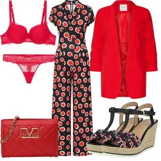 Outfit sa Crvena/Bež Espadrila s klinastim petom/Wedge Cipela/Espadrila s Platformom/Sandala s klinastom petom/Espadrila sandala Tom Tailor "Outfit za odmor"
