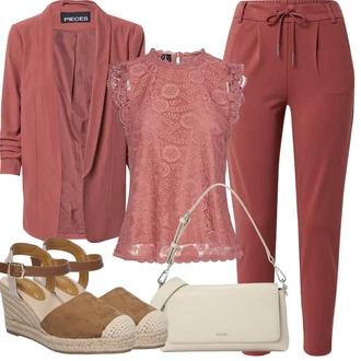 Zapínání na knoflíky krajkou Outfit s Růžová Halenka Móda Pro Plnoštíhlou/Tričko & Top Móda Pro Plnoštíhlé/Halenka a Tunika Tunika Pieces "Letní vzhled pro módní ženy"