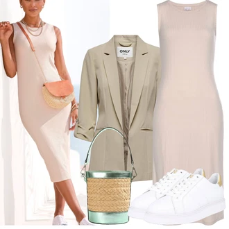 Outfit sa Bijela/Krem Tenisica Tenisice s patentnim zatvaračem sa strane/Kožna Tenisica/Tanka Tenisica/Ljetna Tenisica/Niska Tenisica Polo Ralph Lauren "Outfit za odmor"