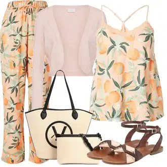 Outfit s Oranžová Nightwear & Loungewear Pyžamová Kalhoty/Pyžamo Niki/Pyžama/Domácí oblek Niki HUNKEMÖLLER, Oranžová/Žlutá Nightwear & Loungewear Tričko Na Spaní/Noční top/Krátké pyžamo HUNKEMÖLLER "Letní vzhled pro módní ženy"