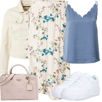 Outfit sa Krem/Bijela/Narandžasta/Bež/Kaki Gajtana Jakna/Crop Jakna/Kratka Jakna/Kratka Traper Jakna/Proljetna jakna/Ljetna jakna/Vintage Jakna/Traper Jakna Only "Outfit za odmor"