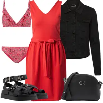Outfit s Růžová/Červená Bikin s flitry/Women's Lingerie & Swimwear/Vintage Bikiny/Bikinový set/Balconette-bikini Shiwi "Letní vzhled pro módní ženy"