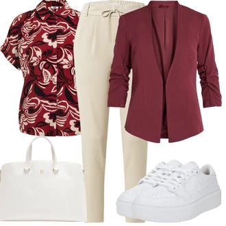 Outfit sa Bijela/Krem Tenisica s platformom/Niska Tenisica Jordan "Outfit za odmor"