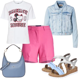 outfit mit Roza Bermuda/Kratka Hlača/Kratke Hlače z visokim pasom/Kratke Hlače Musselin/Chino Kratke Hlače jjxx "Vsakodnevni Outfit"