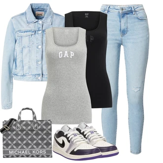 outfit mit Siva/Temno modra/Škrlatna/Temno siva/Rjava/Svetlo siva Majica brez rokavov/Grafična majica/Športna Majica brez rokavov/Top brez rokavov "Vsakodnevni Outfit"