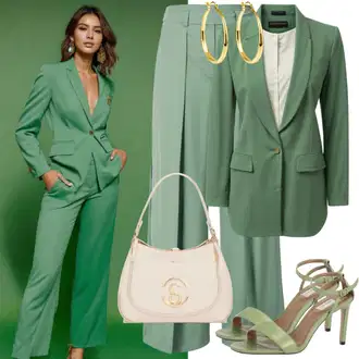 Outfity pro práci s Zelená/Neonové barvy Široká Kalhoty/Plážová Kalhoty/Mušelínové kalhoty/Teplák Kožená Pánská Bund/Palazzo Kalhoty/Slinky Kalhoty/Žerzejová Kalhoty/Navlékací Kalhoty/Marlene Kalhoty/Domácí Kalhoty jjxx "Zářivý kalhotový kostým"