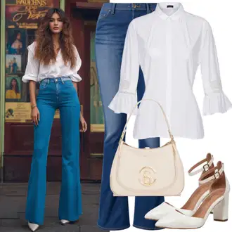 Denim outfits mit Rjava/Bež/Črna answear lab "80. letna moda"