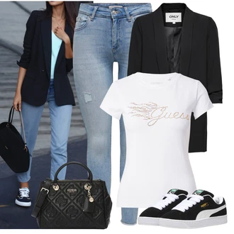 Běhání Outfit s Černá/Bílá Nízká Teniska/Skate Bota/Vintage Teniska/Letní Tenisky/Teniska se zapínáním na suchý zip/Úzká Teniska Puma "Perfektní na léto"Look: Běhání, Jízda na koni, Bruslení