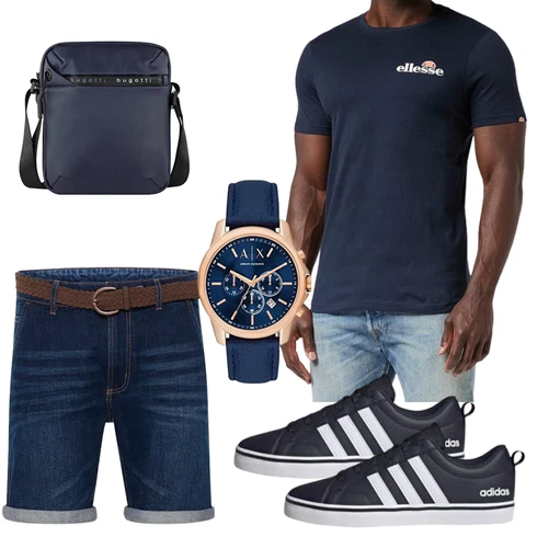 Dunkelblau/Blau/Hellblau Jeans Short/Bermuda Indicode kombinieren