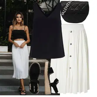 Outfit s Černá/Hnědá/Béžová Espadrilka na Podpatku/Espadrille sandál/Espadrilka s klínovým podpatkem About You "Praktický vzhled"