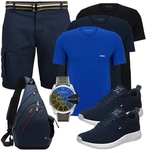 Blau/DunkelBlau Cargo Short/Bermuda/Kurze Hose/Musselin Shorts/Chino Shorts Blend kombinieren