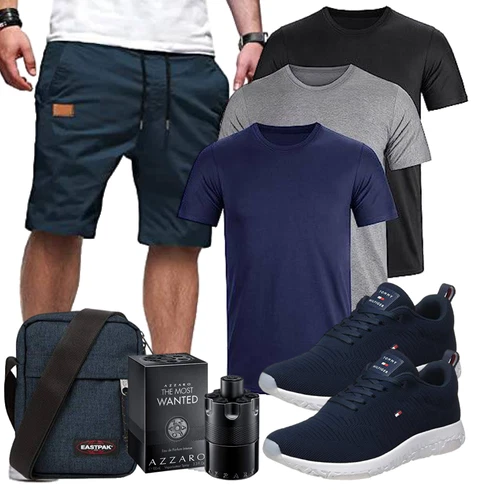 Dunkelblau/Hellblau Chino Shorts/Bermuda/Cargo Short/Kurze Hose/Musselin Shorts/Baggy Short JMIERR kombinieren
