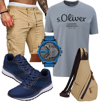 Sommer Outfit mit Khaki/Beige/Braun Cargo Short/Kurze Hose/Musselin Shorts/Bermuda Generic "Cool Outfit"