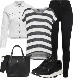 Outfit s Šedá/Krémová/Bílá/Světle šedá Džínové Bund/Krátký Bund/Letní Bund/Košilová bunda/Krátký Bund/Krátké Džínové Bundičky Only "Nonšalantní look pro volný čas"