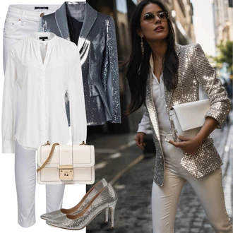 Outfity pro zábavu s Bílá/Krémová Halenka s Dlouhým Rukávem/Žehlení odolná blůza/Slip-on Halenka/Blůza s knoflíčkem/Tunikové Tričko/Businessová Halenka Bonobo "Disco Party styl"