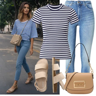 Outfit sa SvjetloPlava/Plava Kožna Jakna/Čizma do Gležnja/Traperice s Rupom/Zimska jakna/Slip-on Traperice/Kožne Cipele/High Waist Traperice/Muška Kožna Jakna/Push-up Traperice/Traperice s Prorezom VERO MODA "Lijepi ljetni look"