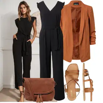 Svatovski gost Outfit sa Crna Haljina Veći Broj/Hlača Velika Veličina About You "Praktičan look"