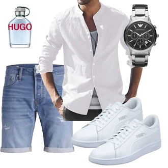 Outfit mit Hellblau/Blau Jeans Short/Bermuda Jack & Jones "Elegant Outfit"