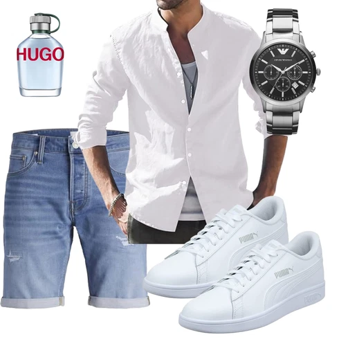 HellBlau/Blau Hemd Jeans Short/Bermuda Jack & Jones kombinieren