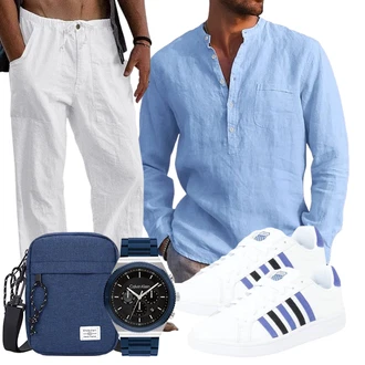 Business Outfits Oversize mit Weiß/Creme/Grau Runcati "Elegant Outfit"Look: Coole, Chill, Rad, Smart Casual, Unisex, Casual, 90er, Hip Hop, Miami Vice, Oversize, Skater