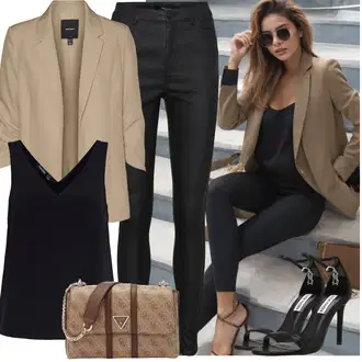 Outfity pro práci S křivkami s Černá/Tmavě modrá Tunika/Halenka Móda Pro Plnoštíhlou Pieces "Outfit na létoc"