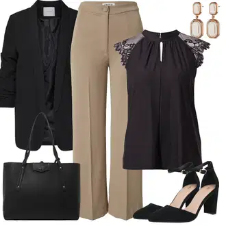 Outfity pro práci S křivkami s Černá/Tmavě šedá Halenka a Tunika VERO MODA "Outfit na léto"