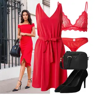 Kůže Outfit s Černá Lodička s vysokým nártem/Pohodlná lodička/Bota Na Podpatku/Lodička na Vysokém Podpatku About You "Letní volnočasový outfit"