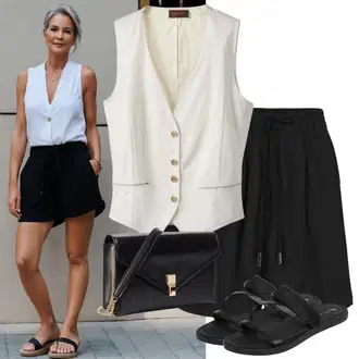 Prevelik outfit mit Rjava/Škrlatna/Črna Majica Kratke hlače Musselin/Kratke hlače z visokim pasom/Kratka Hlača/Baggy Kratke hlače/Kratke trenirke Champion "Elegantne Obleke za Ženske Nad 5"Look: Ulična moda, Priložnostne, Softgirl, Prevelik, Boho, Egirl, Kpop, Modna, Skater, Športno