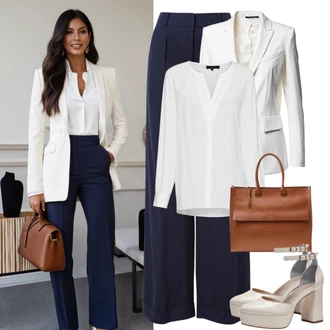 Elegantní outfity Svátost oltářní s Bílá/Krémová Halenka s Dlouhým Rukávem/Žehlení odolná blůza/Slip-on Halenka/Blůza s knoflíčkem/Tunikové Tričko/Businessová Halenka Bonobo, Bílá/Krémová Kožená bunda pro muže/Krátké Sako/Boyfriend Sako/Pletený Sako/Bavlněný Sako/Kožená Pánská Bund/Oversize Sako/Teplákový blejzr/Blejzrové Bund/Elegantní Sako Tally Weijl "Elegantní Kancelářský Outfit"Look: Bar, Křest, Svátek cukru, Svátost oltářní, Biřmování, Galavečer, Škola, Posvěcení mládeže, 40. narozeniny, Divadlo