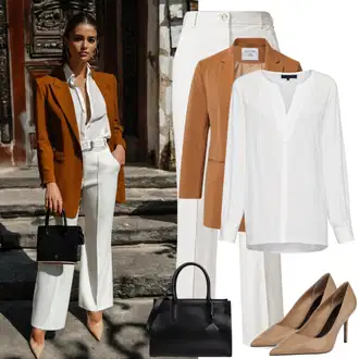 S Pertlanjem Outfit sa Bijela Bluza s Mašnom/Kožna jakna za muškarce/Bluza/Crash bluza/Bluza Kratkih Rukava/Razigrana bluza/Bodija Bluze/Bluza s Puf Rukavom/Slip-on Bluza/Bluza Vrh Pieces "Elegantni Klasični Stil"