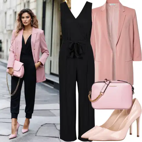 Kombinace Bílá/Růžová/Krémová Oblek Dlouhý Sako/Blůzové Sako/Elegantní Sako/Bezrukávní Šaty/Krátké Sako temu