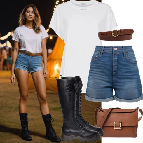 Kombinace Světle modrá/Tmavě modrá/Modrá/Hnědá Košile Džínový Šortky Pull&Bear