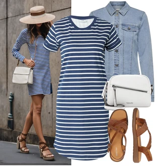 Outfit s Pastelové barvy/Modrá/Tmavě modrá Žerzejové Šaty/Pouzdrové Šaty/Tričkové šaty JdY "Praktický vzhled"