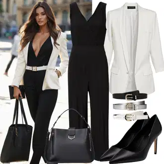 Outfit sa Crna/Smeđa Kombinezon/Ljetni Kombinezon Urban Classics "Glamurozni vjenčani kostim s blejzerom i Kombinezonom"
