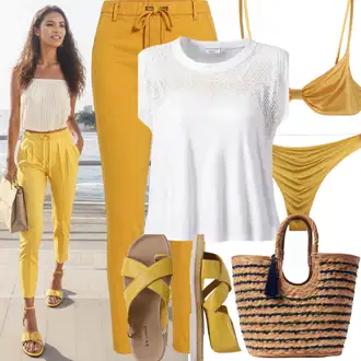 Outfiti Za Zabave Preprosta mit Zelena/Temno zelena/Turkizna/Rumena Torba iz rafije/Košarasta torba karl lagerfeld "Hladnejši poletni slog"Look: Stil, Preprosta, Italijanska, Lak